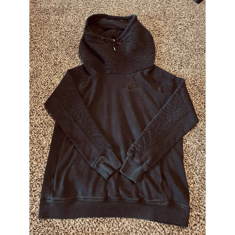 Nike Sportswear Elephant Print Pullover Hoodie Womens M Black Funnel Neck